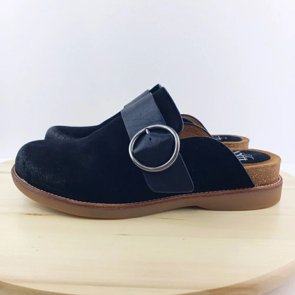 Sofft Slip on Clog Mules Women's Sz 8M Billie Black Leather Suede Comfort Casual - Picture 2 of 12